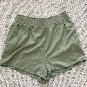 Olive Green Women's linen Shorts